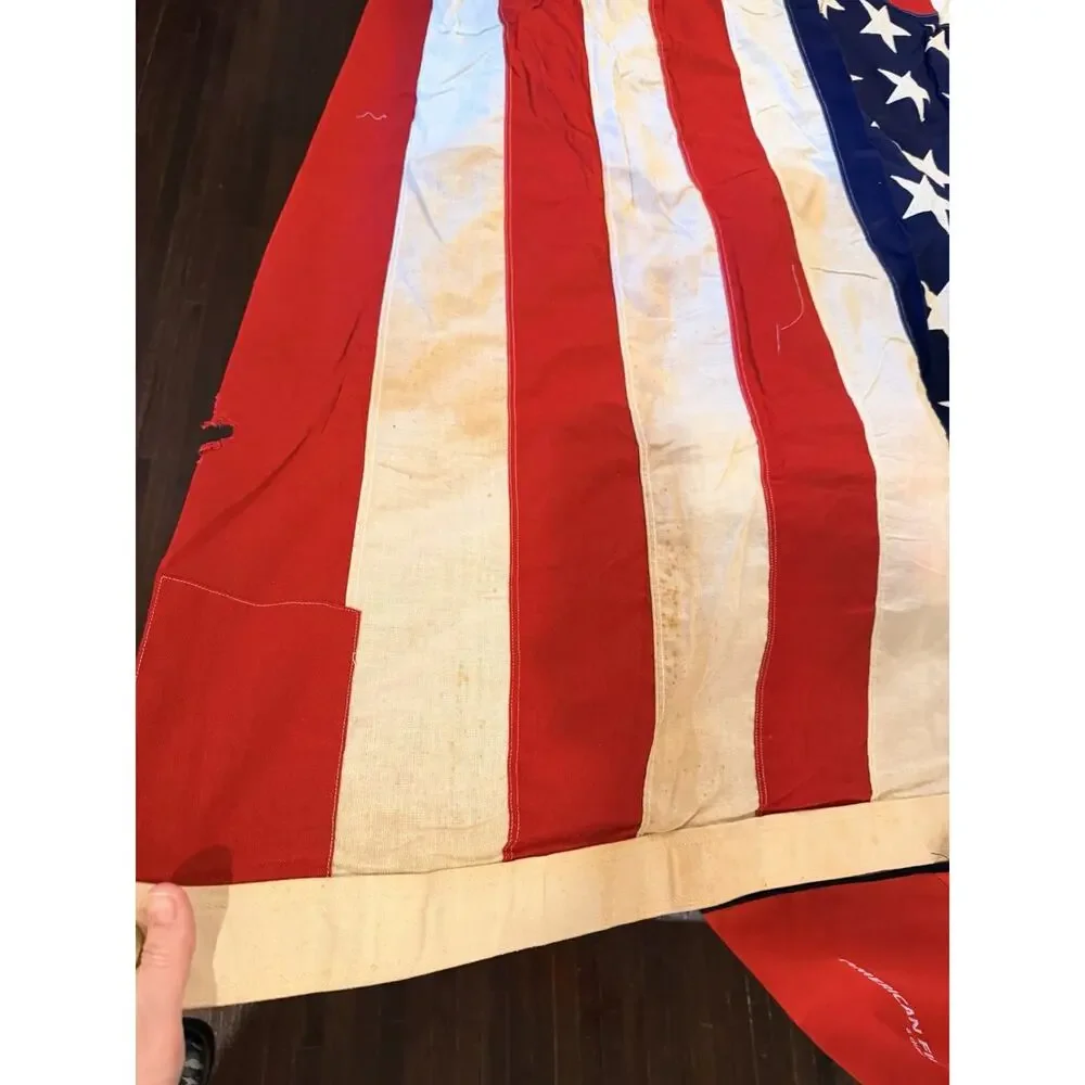 Vintage 48 Star Valley Forge American Flag 5x9.5 Sewn Stitched Stars Cotton WWII